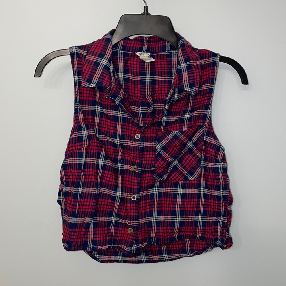 Cropped Flannel Tank